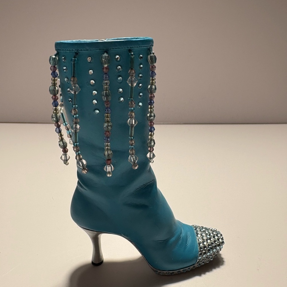 “Groovy Boot” Produced by Willitts Designs-Aqua Boot with a Silver Heel